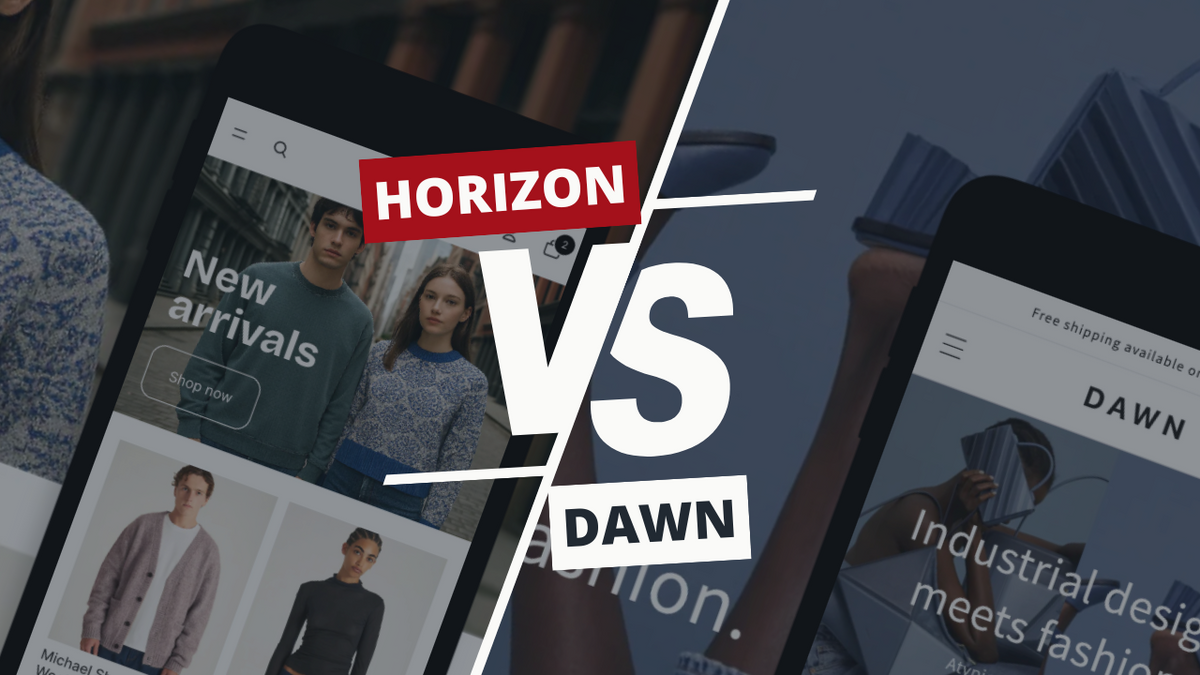 Shopify jaunā Horizon VS uzticamā Dawn. Iesācējiem neiesaku.